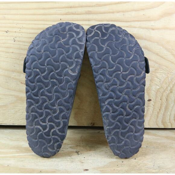 Birkenstock Sandals Womens 7 Black Gray Faded Leather Arizona 2 Buckle 38 Slide - Picture 7 of 7